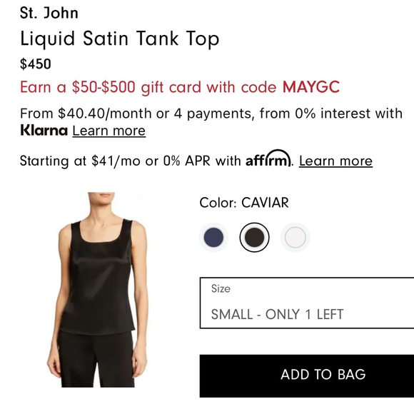 St. John Liquid Satin Silk Tank Top – Size P (Petite) | Retails $450 - Picture 6 of 6